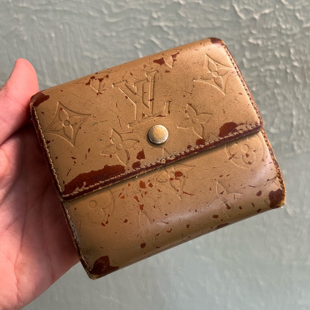 Authentic Louis Vuitton Folding Wallet Porte Monet Vieux Carte Monomat